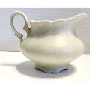 Vintage Schirding Porzelian Bavaria Scalloped Green Cream Pitcher Germany READ
